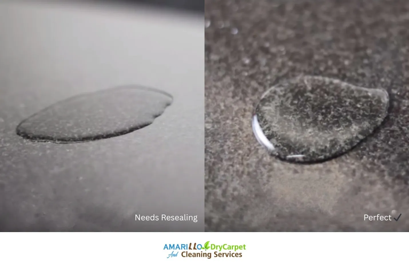 water beads on the surface and natural stone sealing is still protecting the stone